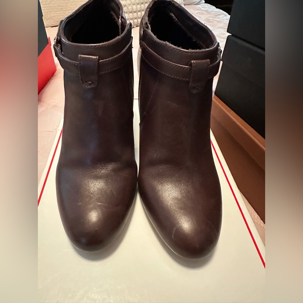 Coach Mahogany Leather Ankle Boots